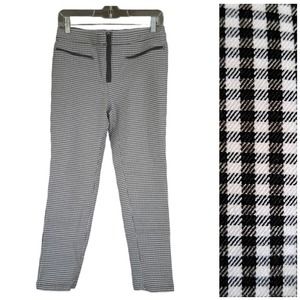 Hem & Thread Womens Black White Gingham Checked Straight Leg Pants Size Large